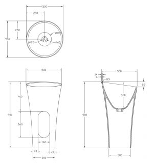 Напольная раковина ABBER Stein AS2509-H 50см белый матовый